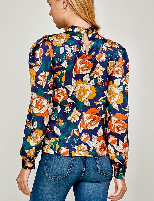 Camisa Satinada Estampado Floral